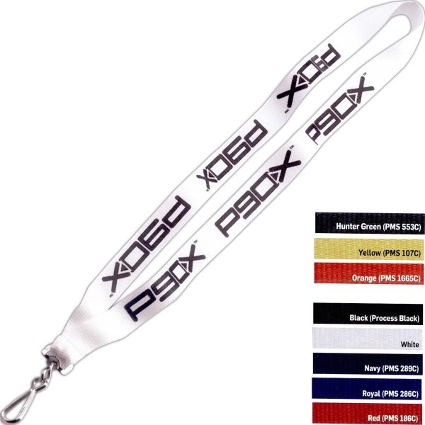 3/4" Polyester Sewn Lanyard with Silver Snap Hook for