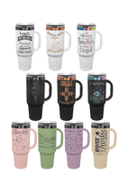 40 oz. ION-Plated Travel Mug with Handle, Straw Included