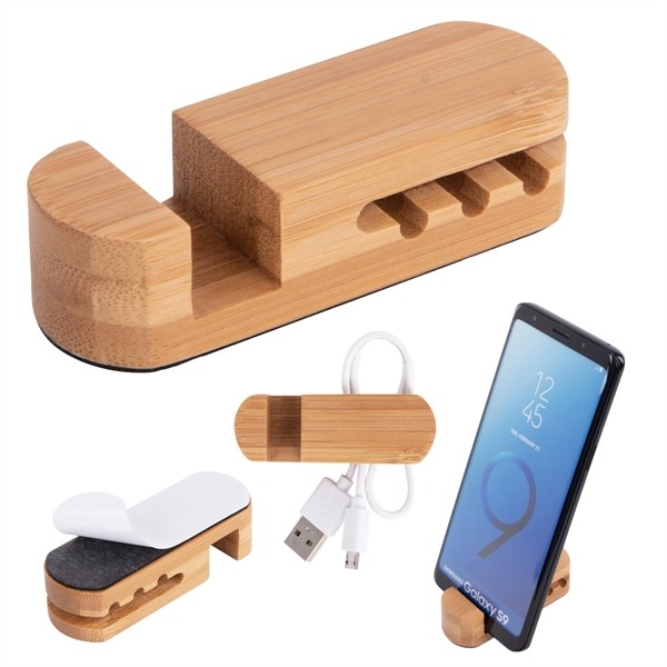 Bamboo Desktop Cable Organizer for