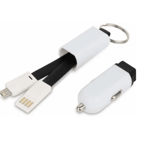 Car Charger with Keychain and Charging Cable for