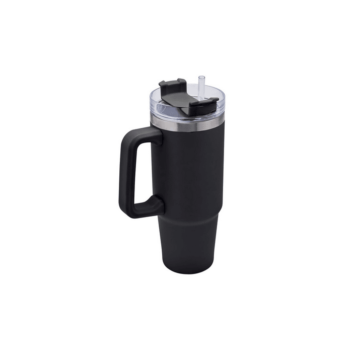 Stainless Steel Tumbler with Straw Lid & Handle for