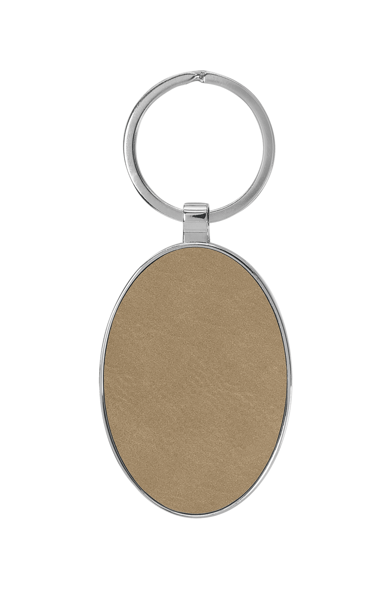 3 x 1 3/4 Laserable Leatherette/Metal Oval Keychain for