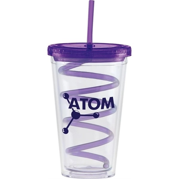 Carnival Cups Colored Curly Straw, Color Lid for