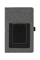 5 1/4" x 8 1/4" Gray Journal with Leatherette Cell/Card Slot