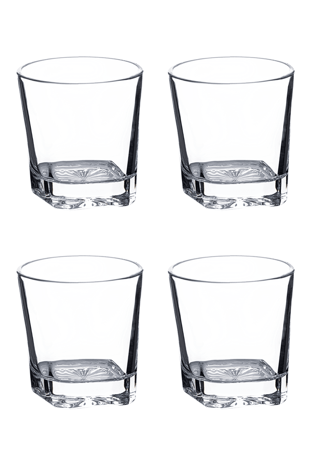 Four 11 oz. Square Rocks Glasses in Black Gift Box for