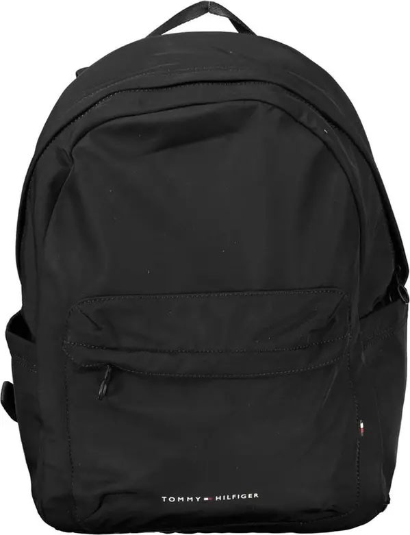 Tommy Hilfiger Black Polyester BackPack - Small logo in the middle bottom  for