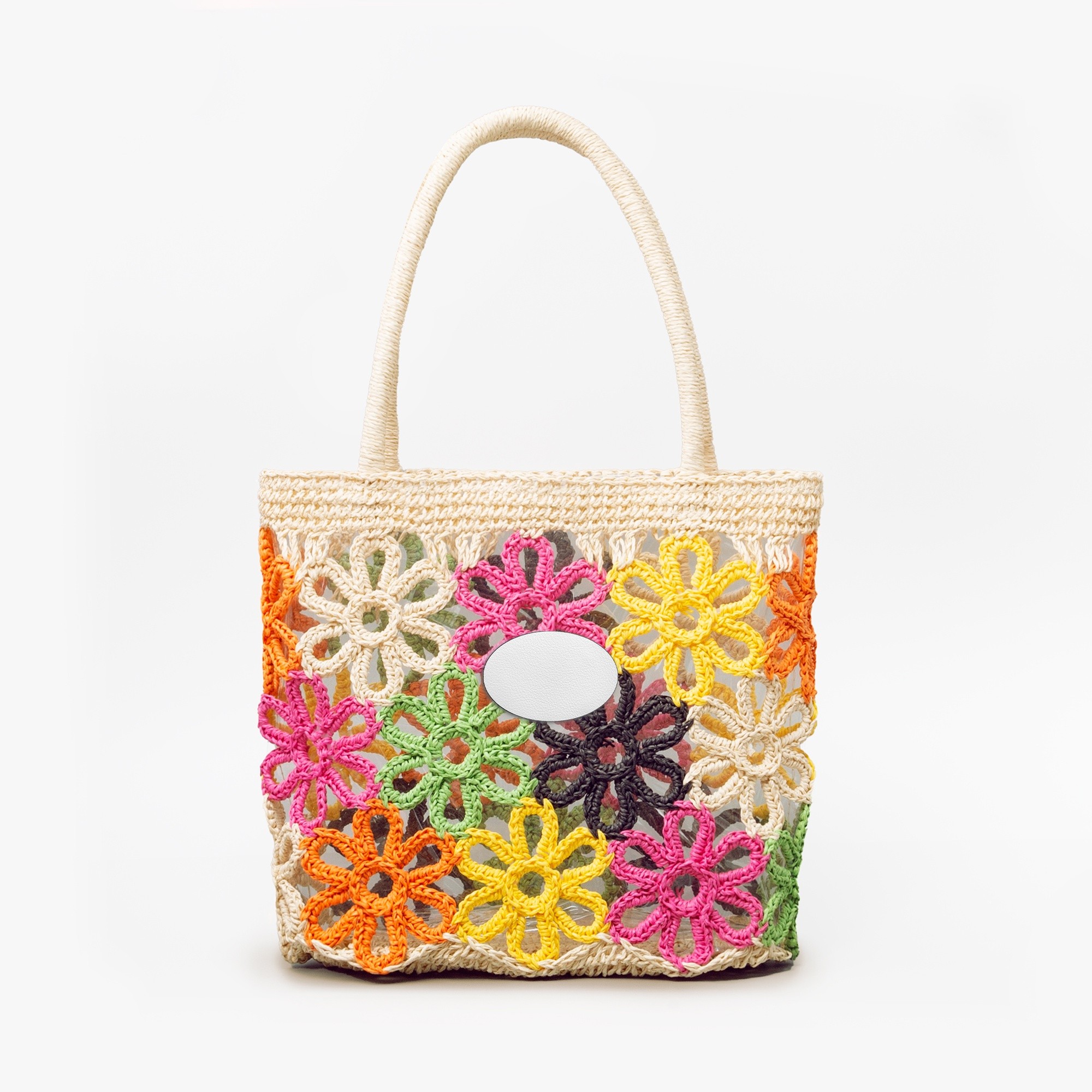 Colorful Flowers Straw Bag for