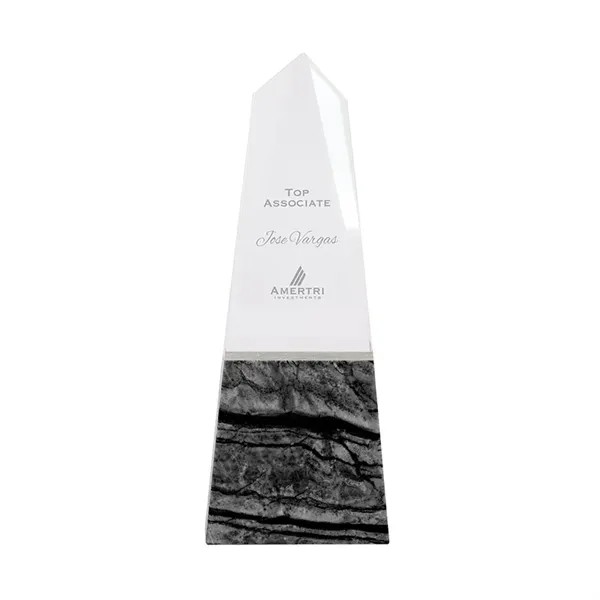 Deneb Crystal Obelisk with Marble Base for