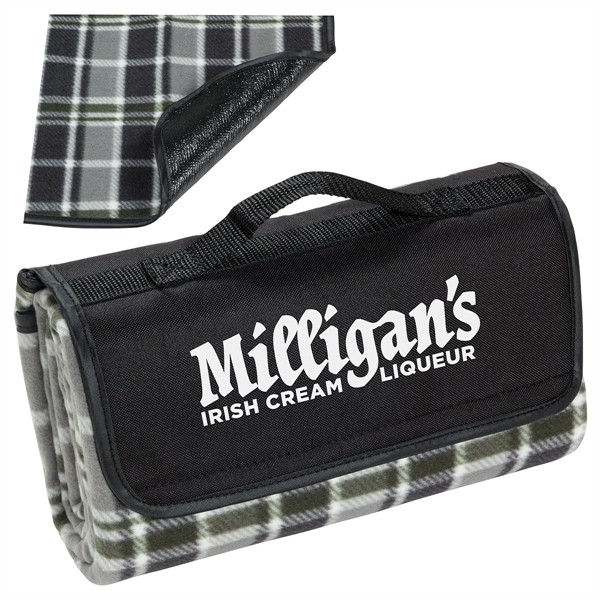 Plaid Barrel Fleece Picnic Blanket for