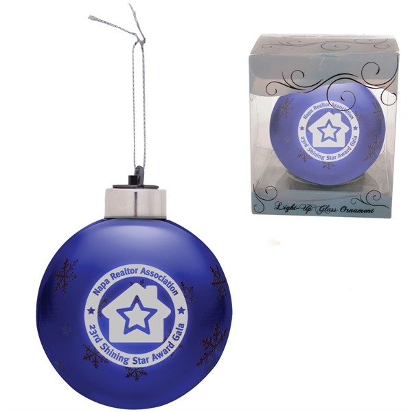Light Up Glass Holiday Christmas Tree Ornament for
