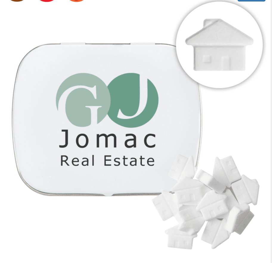 Domed Tin with House Shaped Mints for