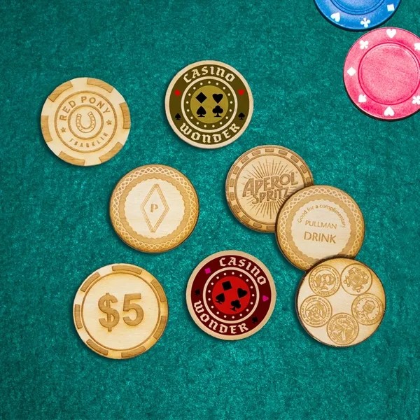 1 Side Imprint Wood Poker Chip for