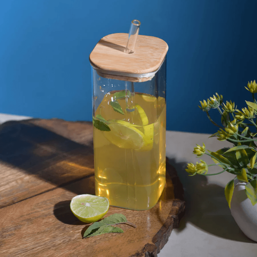 Glass Tumbler With Straw for