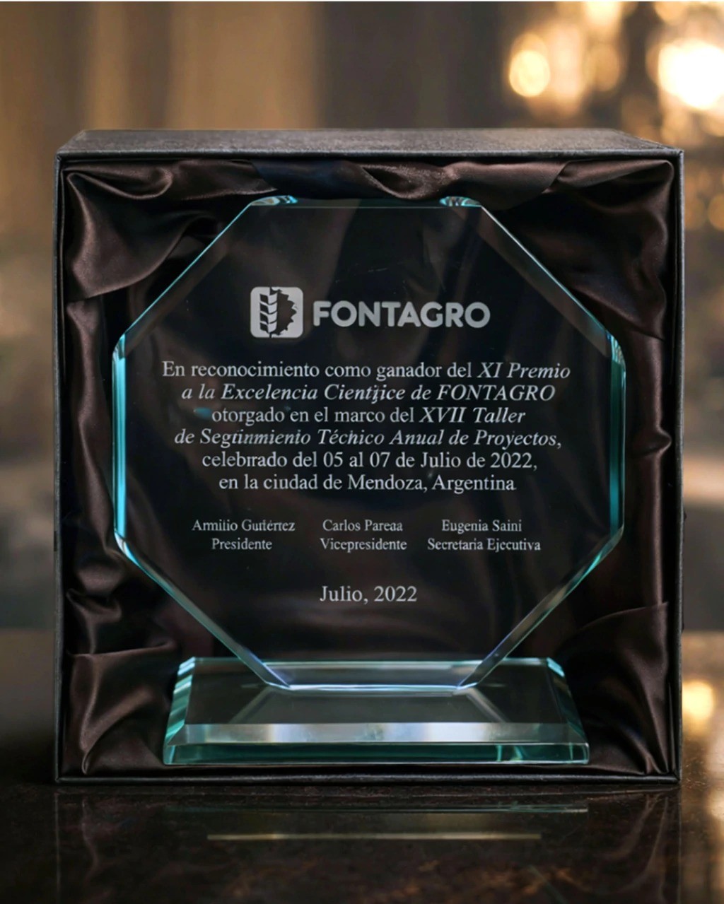 Octagonal Glass Recognition Award for