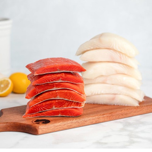 Pacific Northwest Wild Salmon & Halibut Dinner Fillets (10 Fillets) for