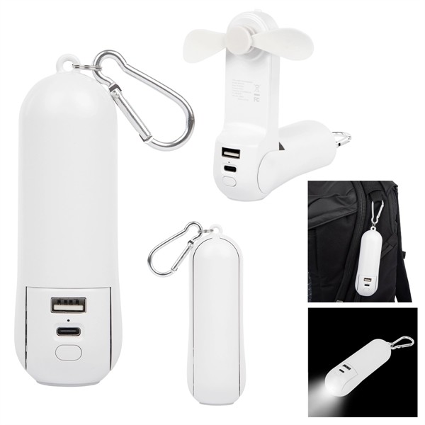 Rechargeable Power Bank With Fan & Flashlight for