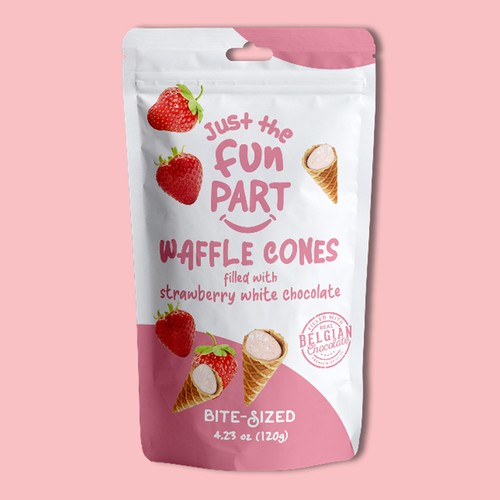 Strawberry White Chocolate Filled Mini Waffle Cones 4.23 oz for