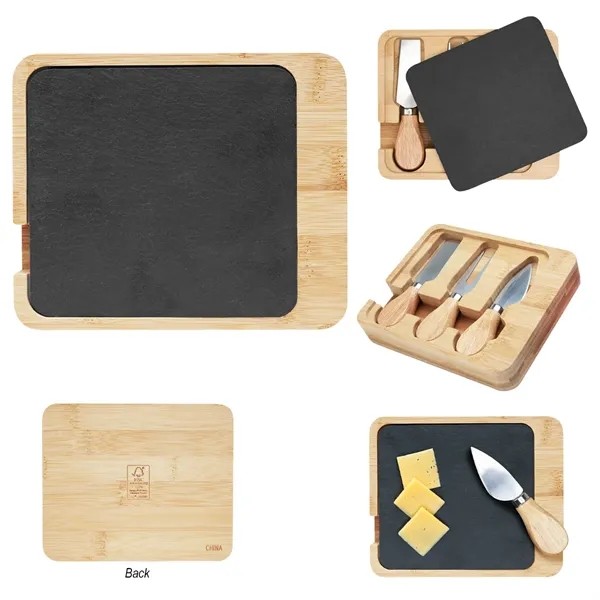 Slate & Bamboo Cheese Server Set for