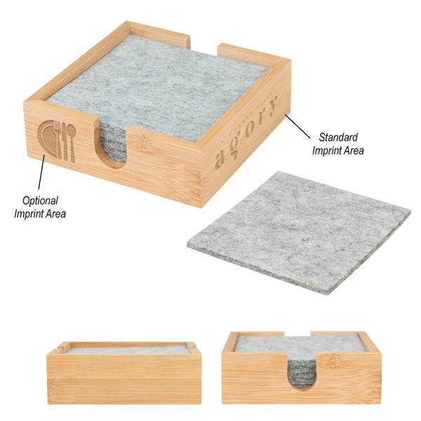 Bamboo & Recycled Felt Coaster Set for