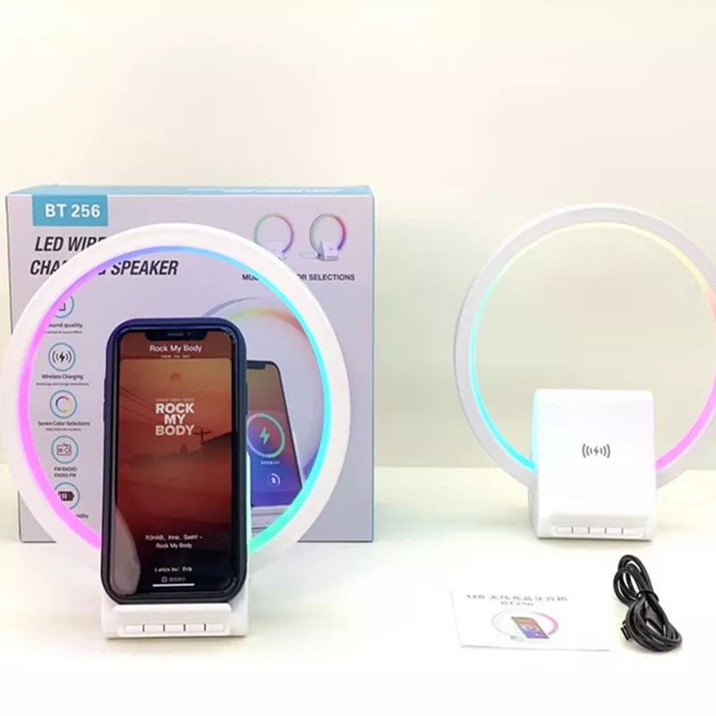 WireLess Mobile Charger + Bluetooth Speaker + Led light for