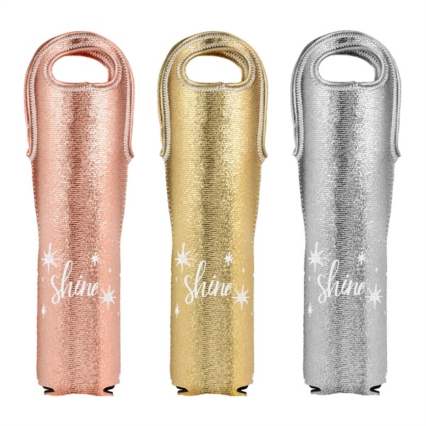 Wine Tote -Metallic Neoprene Single for