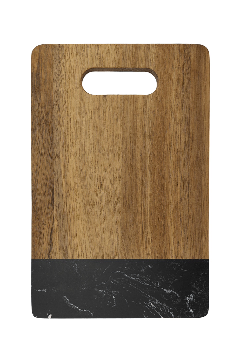 9" x 6" Acacia Wood with Marble Accent Rectangle Cutting Board with Handle for