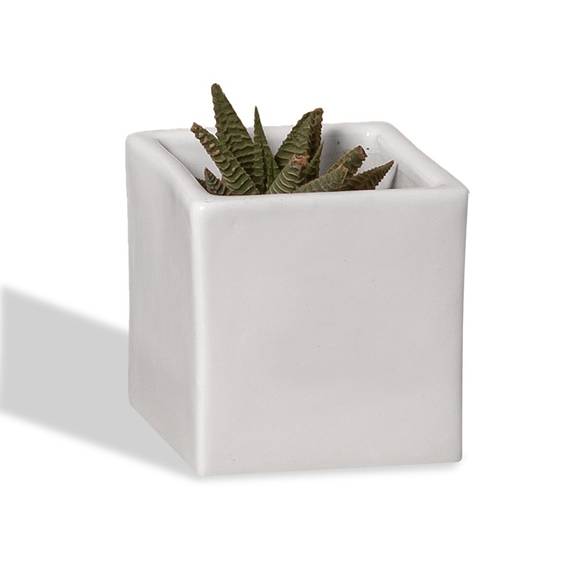 Ceramic Square Planter - White for
