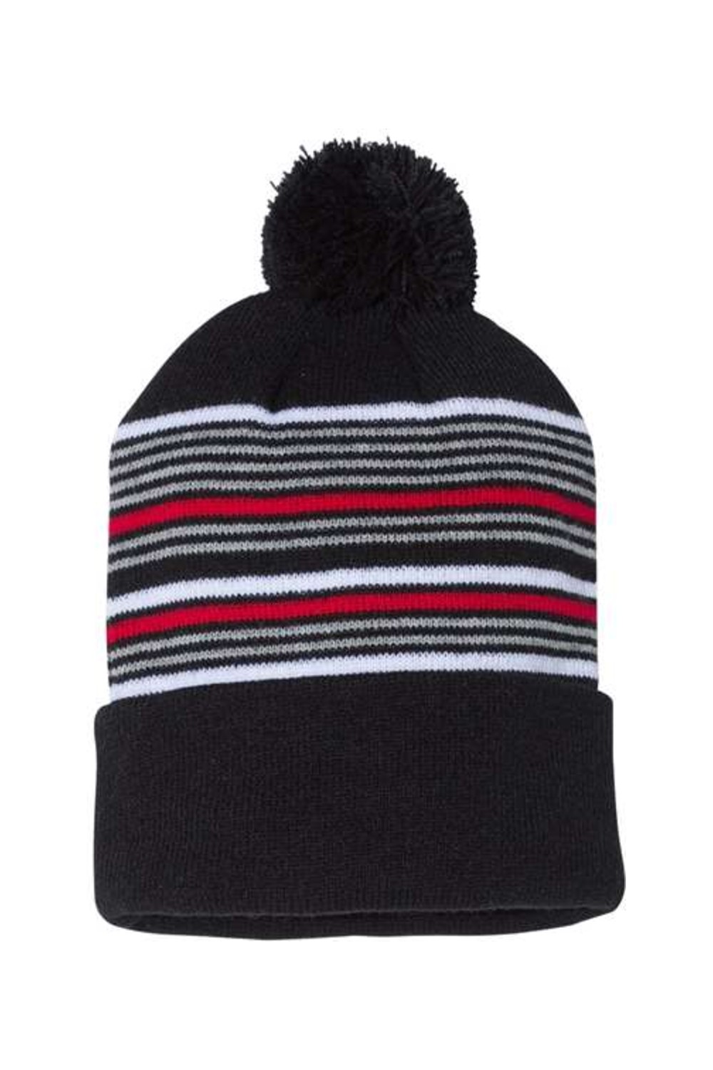 Sportsman 12" Striped Pom-Pom Cuffed Beanie for
