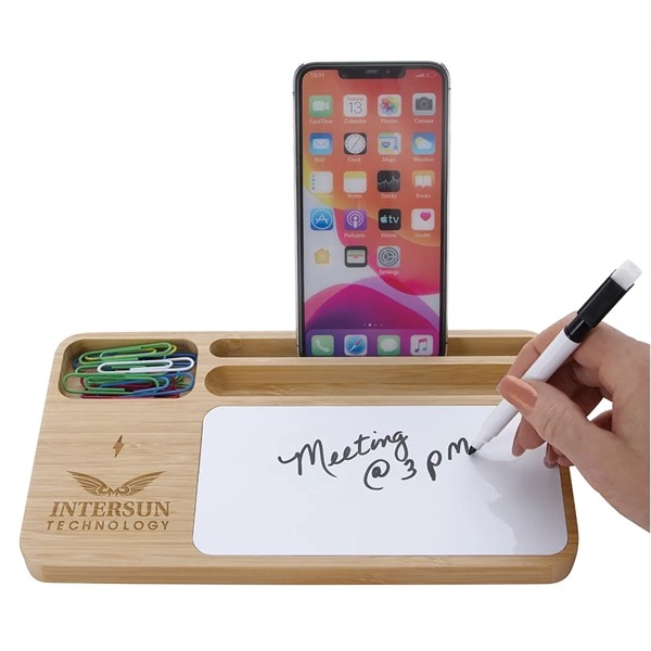 Bamboo 10W Wireless Charging Base with Dry Erase Board for