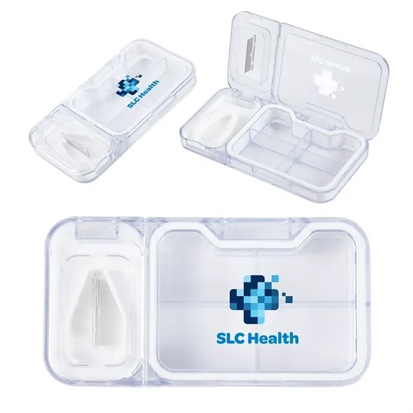 Cache 4-Compartment Pill Box with Tablet Cutter for