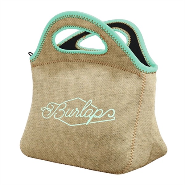 Klutch Burlap Neoprene Lunch Bag for