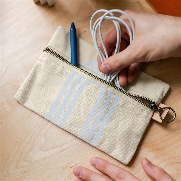 ZIP FRONT POUCHES - HEAVYWEIGHT CANVAS WITH LEATHER - MEDIUM for