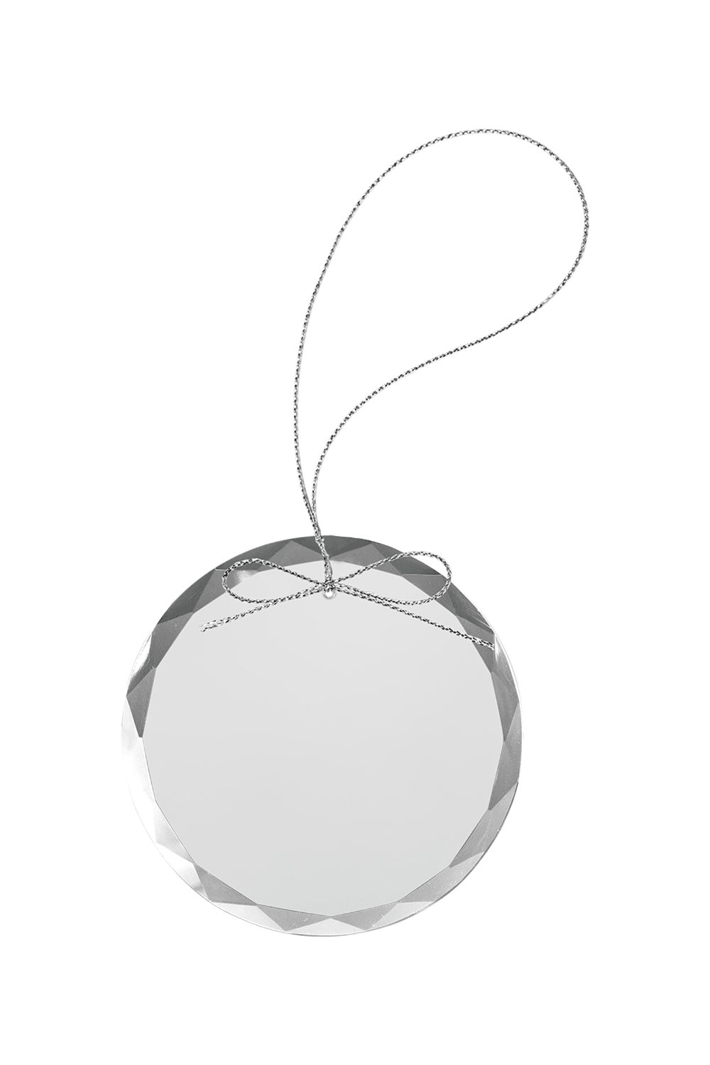 3 1/4" Clear Round Glass Ornament with Silver String for