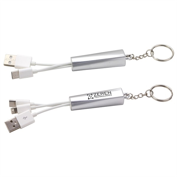Trey 3-in-1 Light-Up Charging Cable with Keychain for
