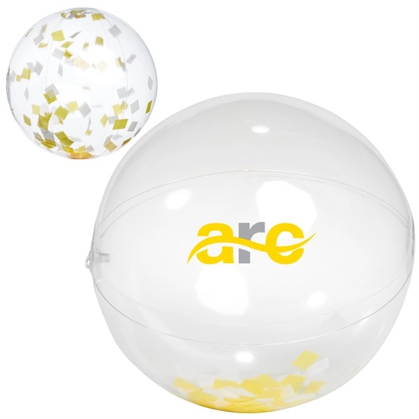 16" Yellow and White Confetti Beach Ball for
