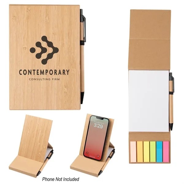 Bamboo Desk Jotter With Phone Stand for