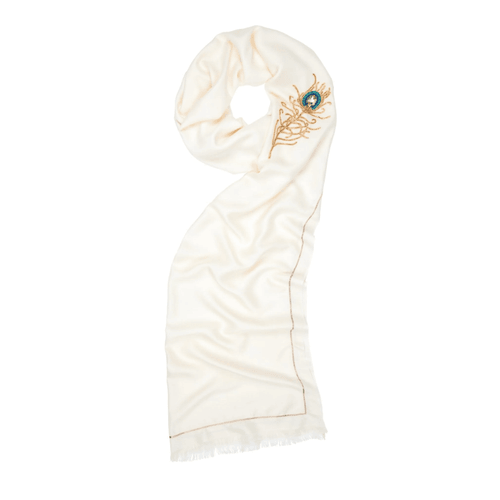 Angel Gabriel Golden Feather Ivory Wrap Scarf for
