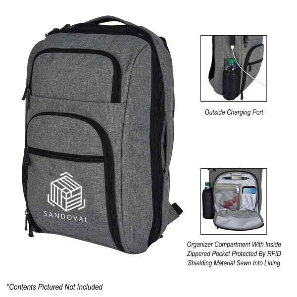 Heathered RFID Laptop Backpack & Briefcase for