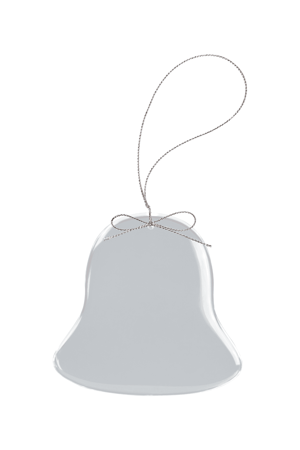 3" Clear Bell Glass Ornament with Silver String for