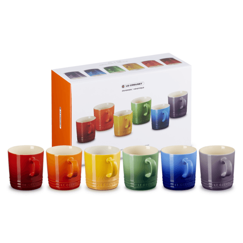 Le Creuset Stoneware Rainbow Set of 6 London 350ml Mugs for