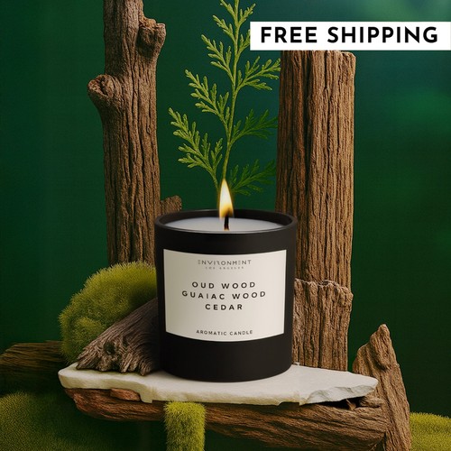 8oz Oud Wood | Guaiac Wood | Cedar Candle with Lid and Box (Inspired by Tom Ford Oud Wood®) for