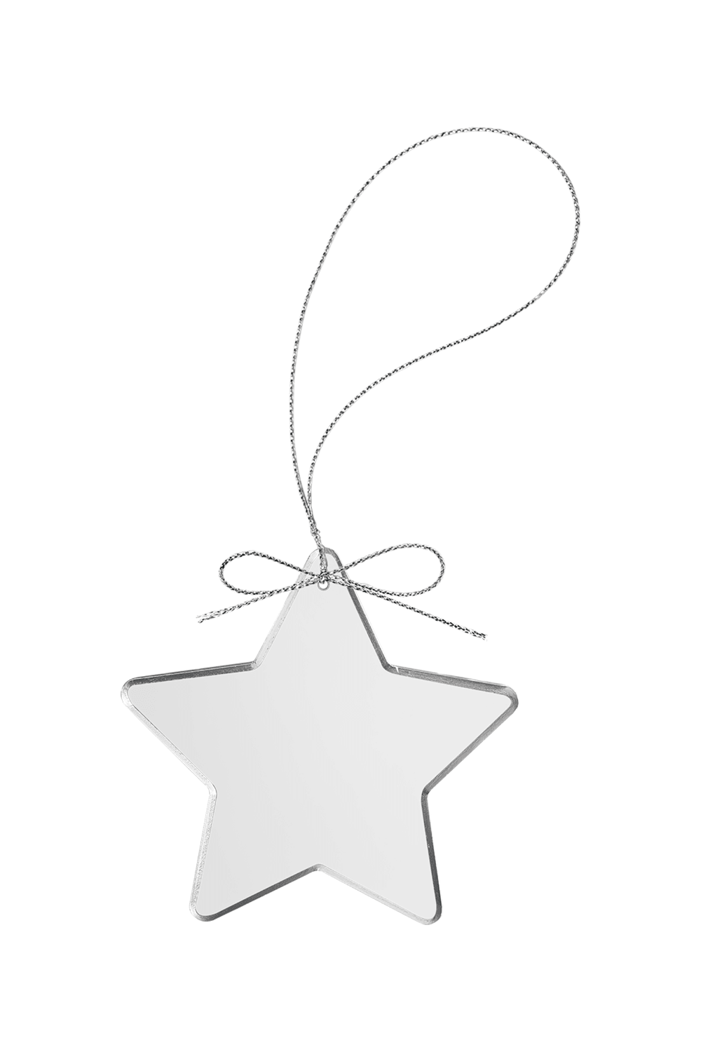 3 1/4" Clear Star Glass Ornament with Silver String for