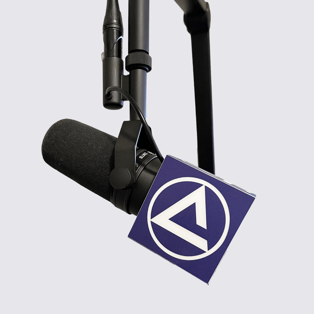 The Custom SM7B Mic Flag And SM7B Microphone black base for
