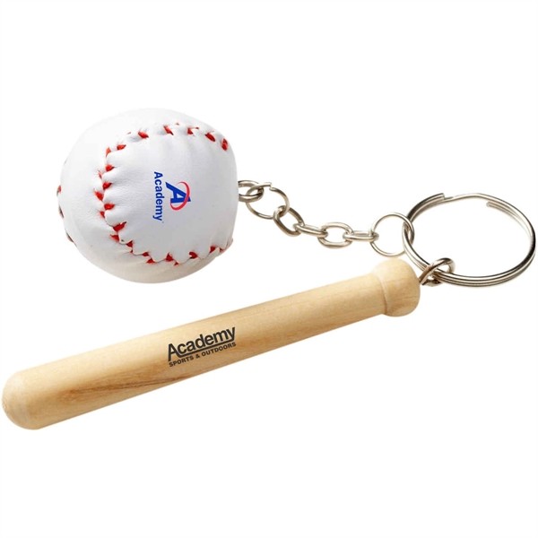 Baseball Bat and Ball Keychain for