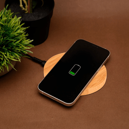 Olive 15W Round Wireless Bamboo Charger for