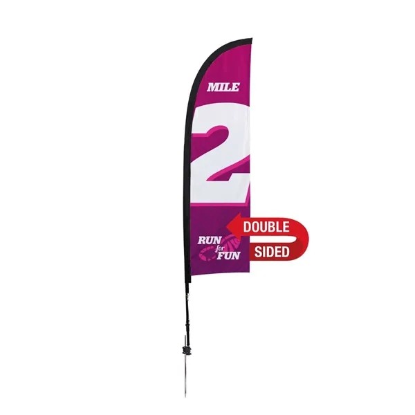 7' Premium Blade Sail Sign Flag, 2-Sided, Ground Spike for