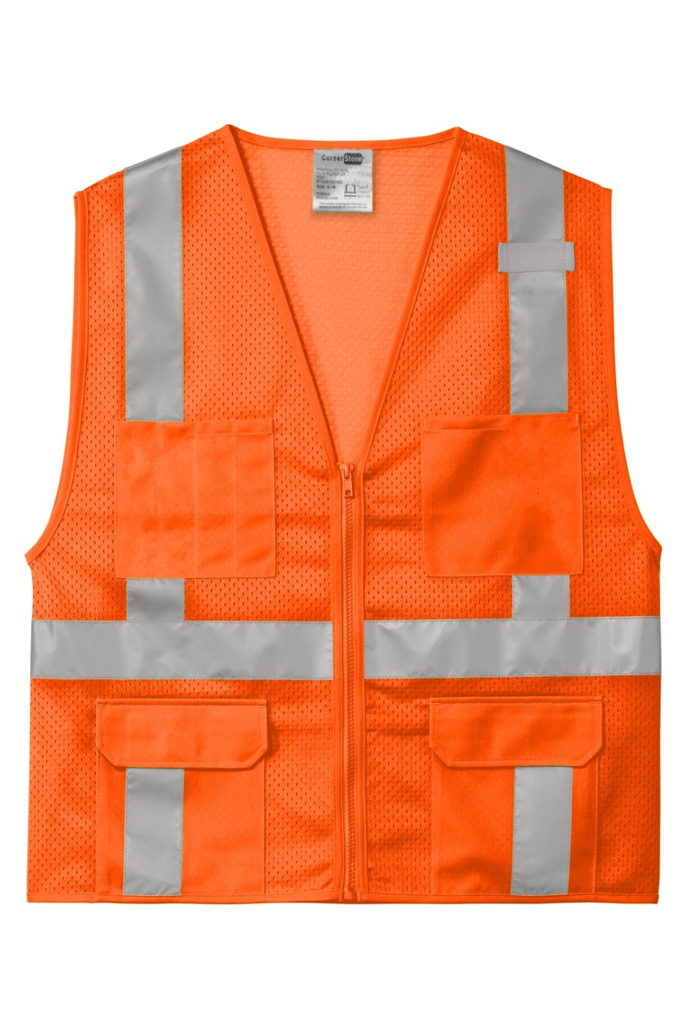 CornerStone ANSI 107 Class 2 Mesh Six-Pocket Zippered Vest for