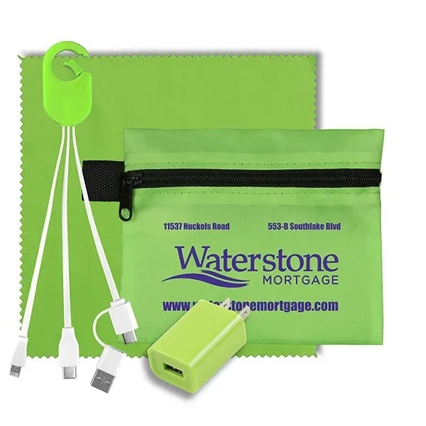 Tech Home and Travel Kit w/ Cleaning Cloth / Wall Charger for