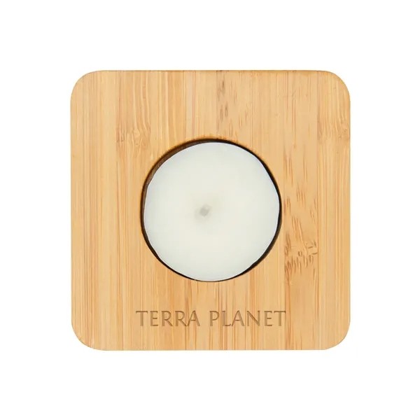 Bamboo Tea Light Candle Holder With Candle for