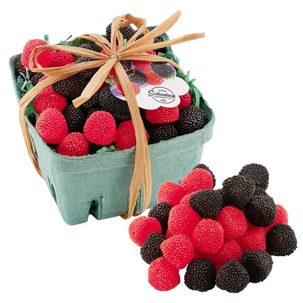 Candy Filled Produce Basket W/ Gummy Red & Black Raspberries for